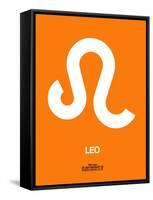 Leo Zodiac Sign White on Orange-NaxArt-Framed Stretched Canvas