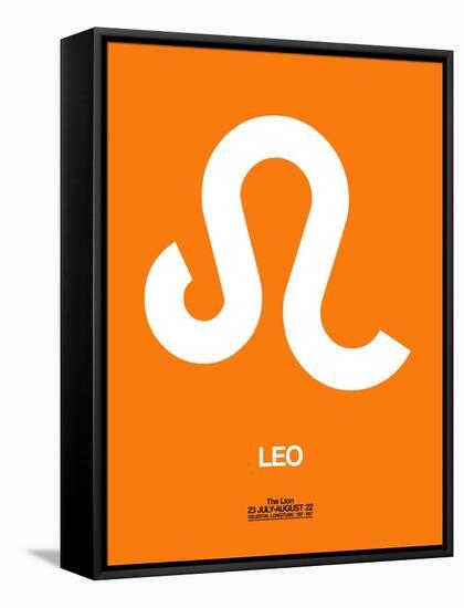 Leo Zodiac Sign White on Orange-NaxArt-Framed Stretched Canvas