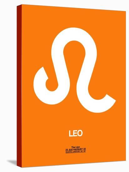 Leo Zodiac Sign White on Orange-NaxArt-Stretched Canvas