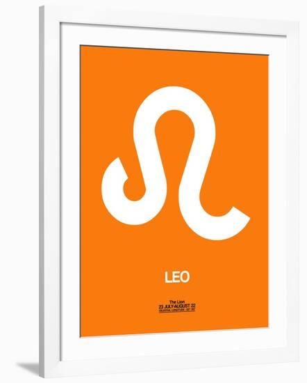 Leo Zodiac Sign White on Orange-NaxArt-Framed Art Print