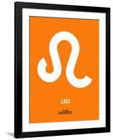 Leo Zodiac Sign White on Orange-NaxArt-Framed Art Print