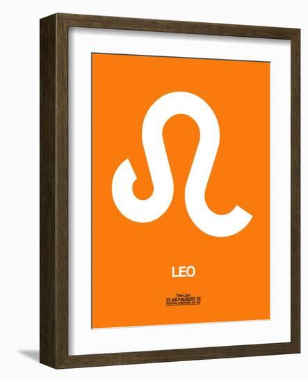 Leo Zodiac Sign White on Orange-NaxArt-Framed Art Print