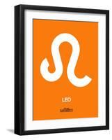 Leo Zodiac Sign White on Orange-NaxArt-Framed Art Print