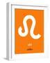 Leo Zodiac Sign White on Orange-NaxArt-Framed Art Print