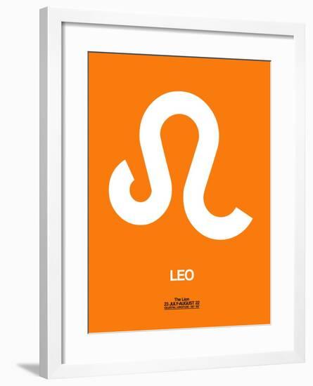 Leo Zodiac Sign White on Orange-NaxArt-Framed Art Print