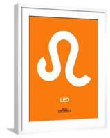 Leo Zodiac Sign White on Orange-NaxArt-Framed Art Print