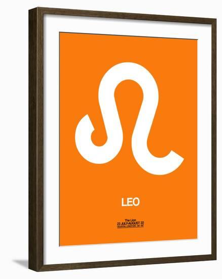 Leo Zodiac Sign White on Orange-NaxArt-Framed Art Print