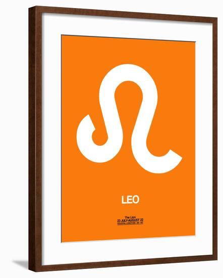 Leo Zodiac Sign White on Orange-NaxArt-Framed Art Print