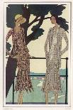 Two Dress Designs by Molyneux Both with Gored Flaring Skirts Belts and Matching Sac Jackets-Leon Benigni-Art Print