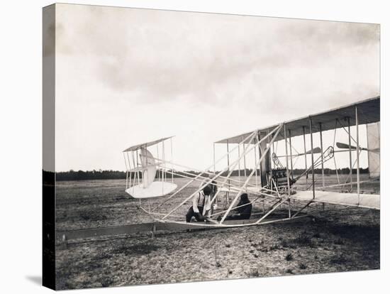 Leon Bollee Working on the Wright Brothers' Plane, C.1909-Leon Bollee-Stretched Canvas