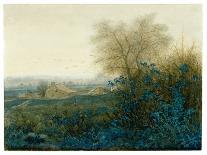 Landscape with a Farmhouse and a Peasant Wheeling a Barrow, 1865 (W/C Heightened with Gouache, Pen-Leon Bonvin-Giclee Print