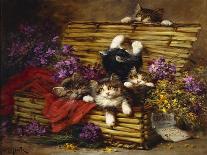 Kittens at Play-Léon Charles Huber-Mounted Giclee Print