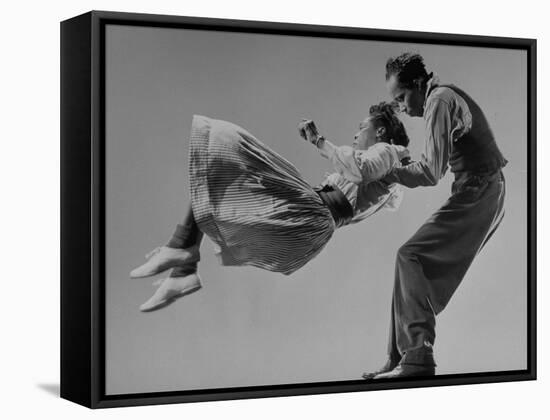 Leon James and Willa Mae Ricker Demonstrating a Step of the Lindy Hop-Gjon Mili-Framed Stretched Canvas