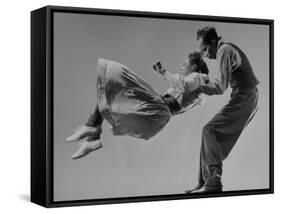 Leon James and Willa Mae Ricker Demonstrating a Step of the Lindy Hop-Gjon Mili-Framed Stretched Canvas