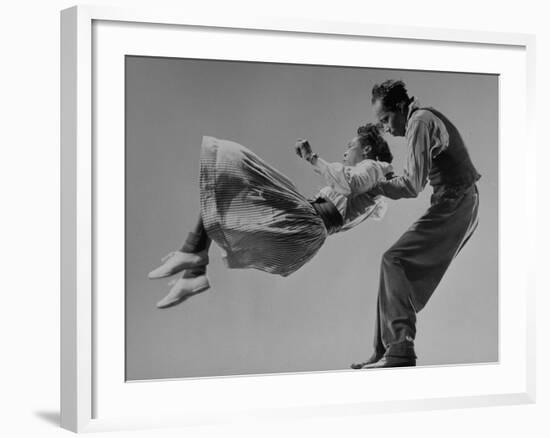 Leon James and Willa Mae Ricker Demonstrating a Step of the Lindy Hop-Gjon Mili-Framed Premium Photographic Print