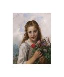 Petite Fille au Bouquet de Fleurs-Leon Jean Bazille Perrault-Laminated Premium Giclee Print