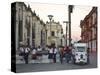 Leon, Schoolchildren Sitting on Wall of Leon Cathedral, known as Basilicade La Asuncion, Nicaragua-Jane Sweeney-Stretched Canvas