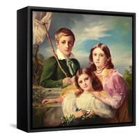 Leon Suys and His Two Sisters, 19Th Century (Oil on Canvas)-Francois Joseph Navez-Framed Stretched Canvas