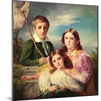Leon Suys and His Two Sisters, 19Th Century (Oil on Canvas)-Francois Joseph Navez-Mounted Giclee Print