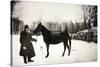 Leon Tolstoi (1828-1910) Avec Un Cheval Dans Son Domaine De Iasnaia Poliana (Russie). Photographie-Sophia Andreevna Tolstaya-Stretched Canvas