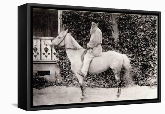 Leon Tolstoi (1828-1910) Sur Un Cheval a Moscou. Photographie a L'albumine De Sophia Andreevna Tols-Sophia Andreevna Tolstaya-Framed Stretched Canvas