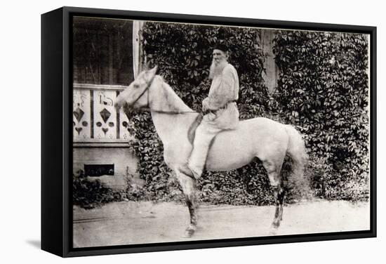 Leon Tolstoi (1828-1910) Sur Un Cheval a Moscou. Photographie a L'albumine De Sophia Andreevna Tols-Sophia Andreevna Tolstaya-Framed Stretched Canvas