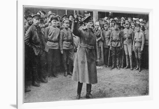 Leon Trotsky Russian Statesman, Haranguing Soldiers in 1920-null-Framed Photographic Print