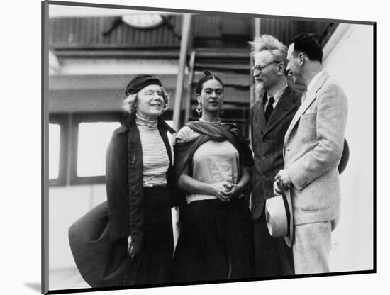 Leon Trotsky with His Wife Natalia Sedova and Mexican Artist Frida Kahlo, 1937-null-Mounted Giclee Print