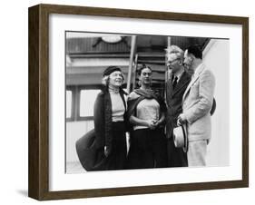 Leon Trotsky with His Wife Natalia Sedova and Mexican Artist Frida Kahlo, 1937-null-Framed Giclee Print