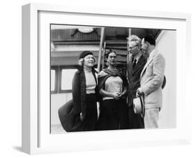 Leon Trotsky with His Wife Natalia Sedova and Mexican Artist Frida Kahlo, 1937-null-Framed Giclee Print