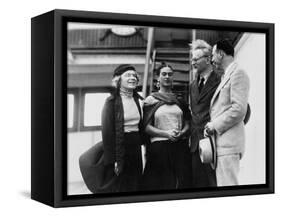 Leon Trotsky with His Wife Natalia Sedova and Mexican Artist Frida Kahlo, 1937-null-Framed Stretched Canvas