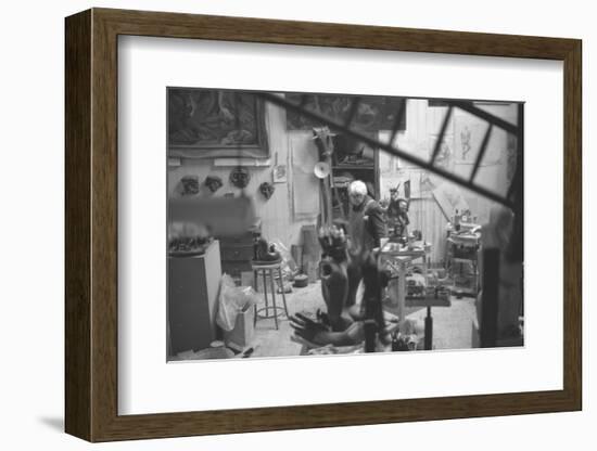 Leon Underwood in his studio with 'Phoenix for Europe', 1969-null-Framed Photographic Print