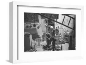 Leon Underwood in his studio with 'Phoenix for Europe', 1969-null-Framed Photographic Print