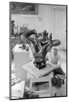 Leon Underwood in his studio with 'Phoenix for Europe', c.1971-72-null-Mounted Photographic Print