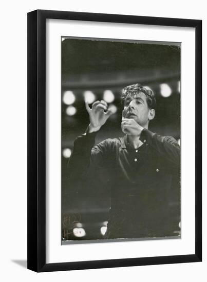 Leonard Bernstein Conducting Rehearsal of NY Philharmonic in Hindemith's "Mathis de Mahler"-Alfred Eisenstaedt-Framed Photographic Print