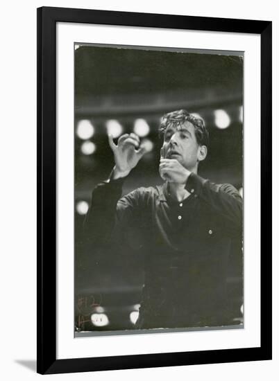 Leonard Bernstein Conducting Rehearsal of NY Philharmonic in Hindemith's "Mathis de Mahler"-Alfred Eisenstaedt-Framed Photographic Print