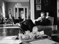 TV Newscaster Walter Cronkite, Preparing for His TV Show-Leonard Mccombe-Framed Premium Photographic Print