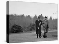 Distant of Mathematicians Albert Einstein and Kurt Godel Taking a Walk-Leonard Mccombe-Premium Photographic Print