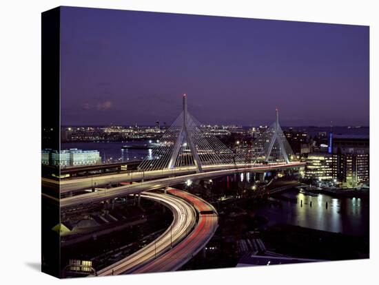 Leonard P. Zakim Bridge at Night-Carol Highsmith-Stretched Canvas