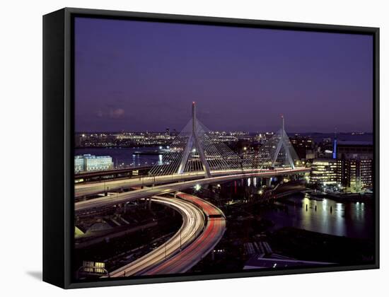 Leonard P. Zakim Bridge at Night-Carol Highsmith-Framed Stretched Canvas