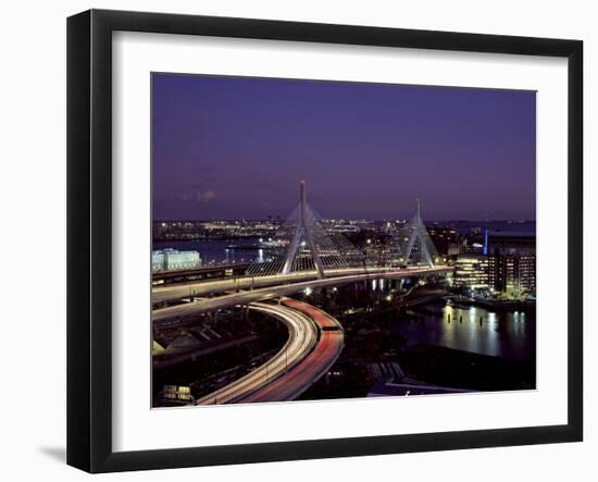 Leonard P. Zakim Bridge at Night-Carol Highsmith-Framed Photo