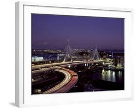 Leonard P. Zakim Bridge at Night-Carol Highsmith-Framed Photo