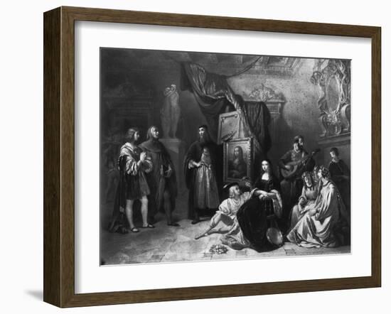 Leonardo Da Vinci (1452-1519) Painting the Gioconda, Engraved by Lemoine, 1845-Aimee Brune-Framed Giclee Print