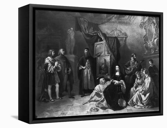 Leonardo Da Vinci (1452-1519) Painting the Gioconda, Engraved by Lemoine, 1845-Aimee Brune-Framed Stretched Canvas