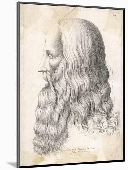 Leonardo Da Vinci Italian Artist: Self-Portrait in Profile-null-Mounted Art Print