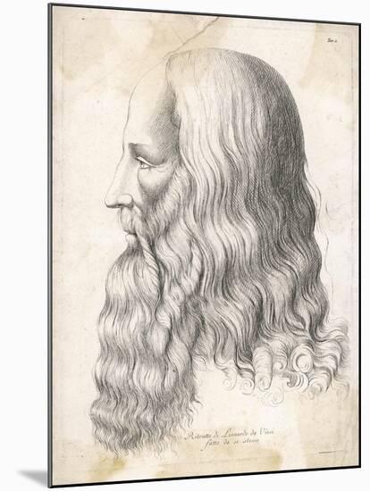 Leonardo Da Vinci Italian Artist: Self-Portrait in Profile-null-Mounted Art Print