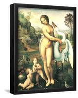 Leonardo Da Vinci (Leda and the Swan) Art Poster Print-null-Framed Poster