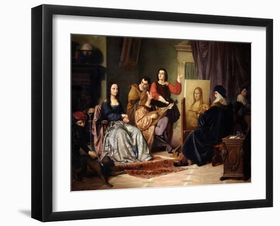 Leonardo Da Vinci Painting the Mona Lisa-Cesare Maccari-Framed Giclee Print