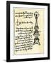 Leonardo Da Vinci's Backward Handwriting on His Design for a Lamp Using a Globe Filled with Water-null-Framed Giclee Print