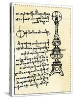 Leonardo Da Vinci's Backward Handwriting on His Design for a Lamp Using a Globe Filled with Water-null-Stretched Canvas